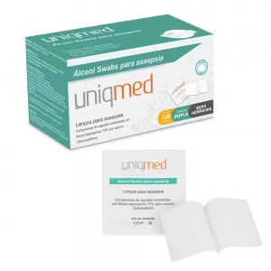 ALCOOL SWABS SACHE P/INJECAO C/100 UNIQMED - 800024319361