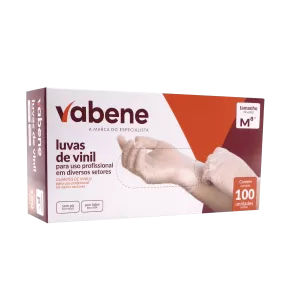 LUVA DE VINIL S/PO TAMANHO M C/100 - VABENE - 800024225615