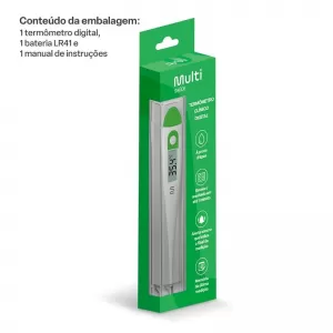 TERMOMETRO CLINICO DIGITAL BRANCO - HC222/MULTILASER - 800002160337