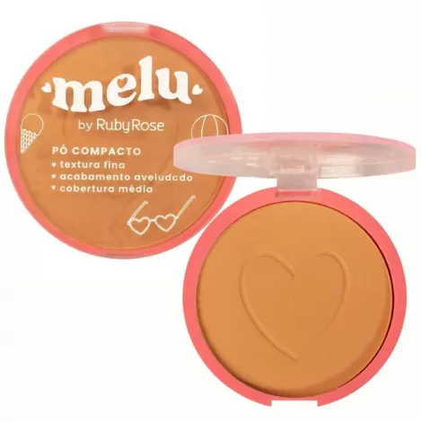 PO FACIAL COMPACTO MELU RUBYROSE RR8534 MAKE - 800019195190