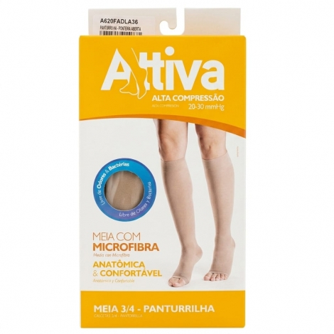 ATTIVA MEIA 7/8 COMPRESSAO 20-30 FEMININA ABERTA GG NATURAL x 1