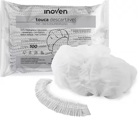 TOUCA DESCARTAVEL ELASTICA BRANCA C/100 INOVEN - 800019655740