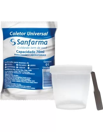 COLETOR SANFARMA S/ CAIXA 70ML TRANSP UNITARIO - 800019410232